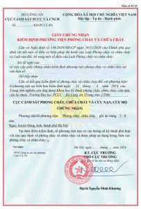 Mẫu giấy chứng nhận kiểm định PCCC